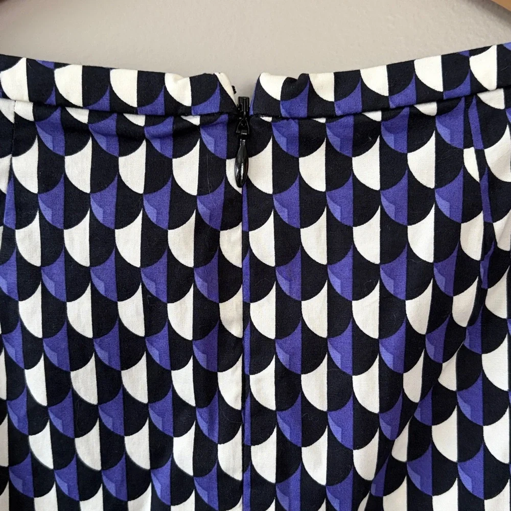 J. Crew Jet Set Geometric Print Shift Dress size 12 Purple White‎ Black